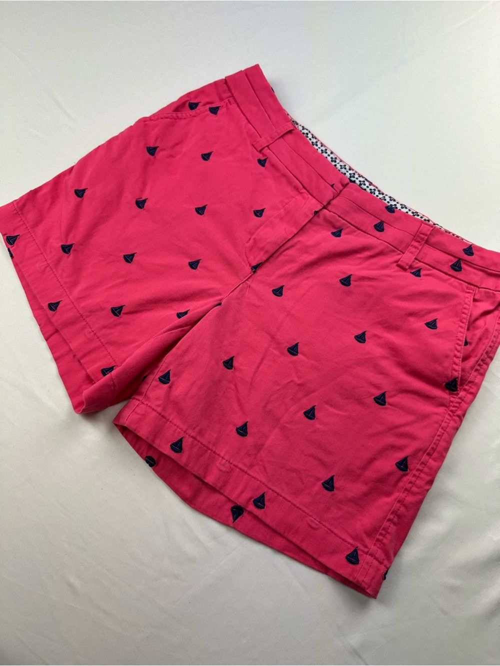 Pink Sailboat Nautical Shorts Fisherman Cotton Chino Preppy Summer Yacht Beach 8